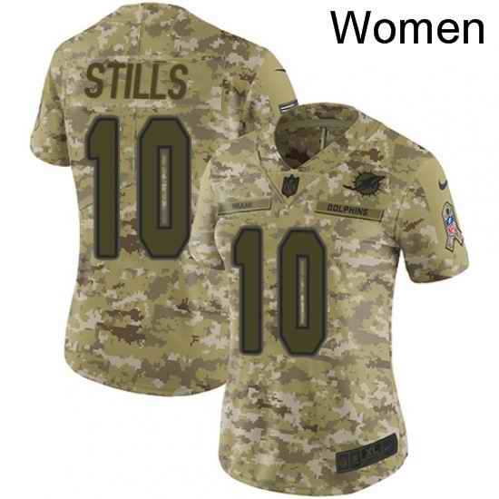 Womens Nike Miami Dolphins 10 Kenny Stills Limited Camo 2018 Salute to Service NFL Jersey